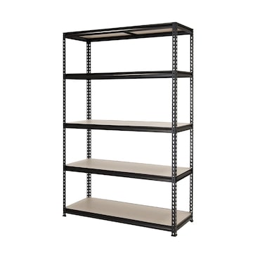 Scaffale regolabile a 5 livelli, piani regolabili, pannello in legno e struttura in ferro, supporto fino a 180kg, esterno e interno - 91Lx41Px183H cm