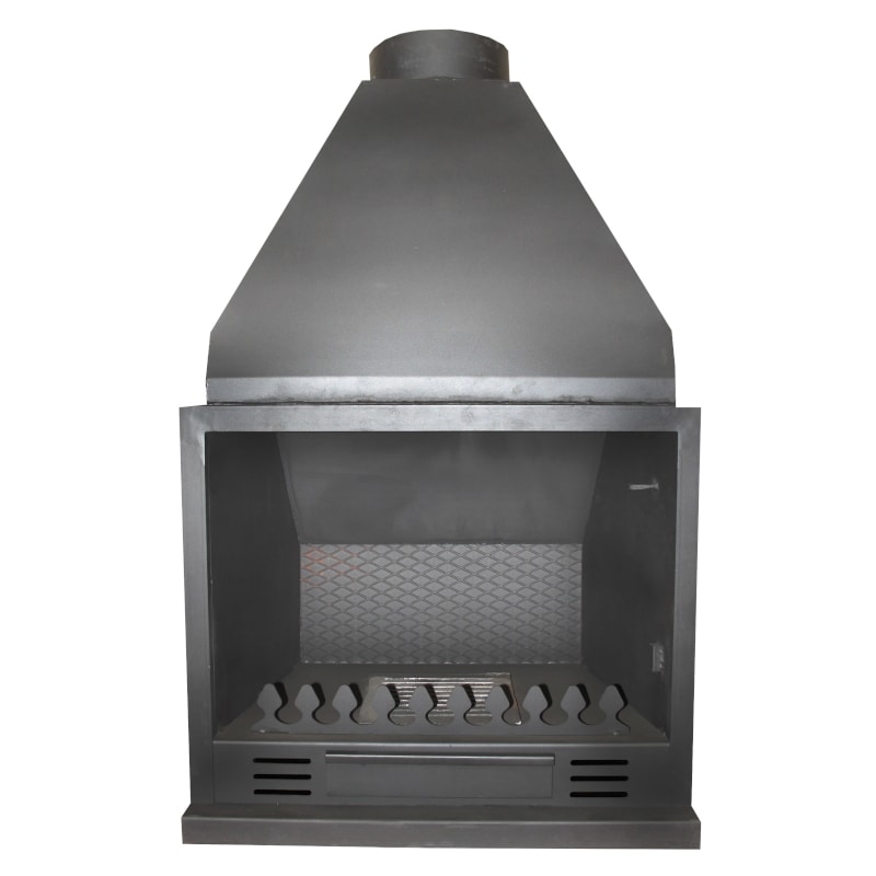 MF - Churrasqueira a Lenha Interior B70 de 79,5x40x129 cm em Aço com Grelha, Grelhador em Ferro Fundido e Pintura Anticalórica Preta