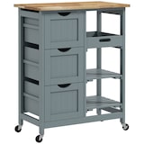 thumbnail of HOMCOM carro de cocina carrito auxiliar con ruedas 3 cajones 2 estantes abiertos y bandeja extraíble para comedor salón 67x37x85,5 cm gris
