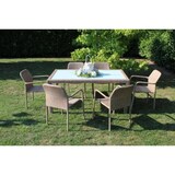 thumbnail of Tavolo rettangolare 150x90 cm da esterno giardino con struttura in acciaio rivestito in wicker e piano in vetro opaco 5 mm Portorico -  White