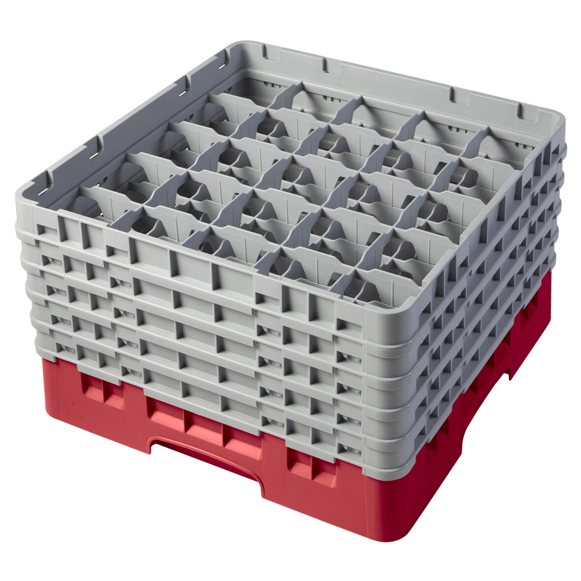 CAMBRO - 25S958-163 - Cestino per il lavaggio 25 comp. 5 altezze - 8,7 cm Ø máx. - alt. máx. 25,8 cm - 50 x 50 x 30,8 cm - Rosso