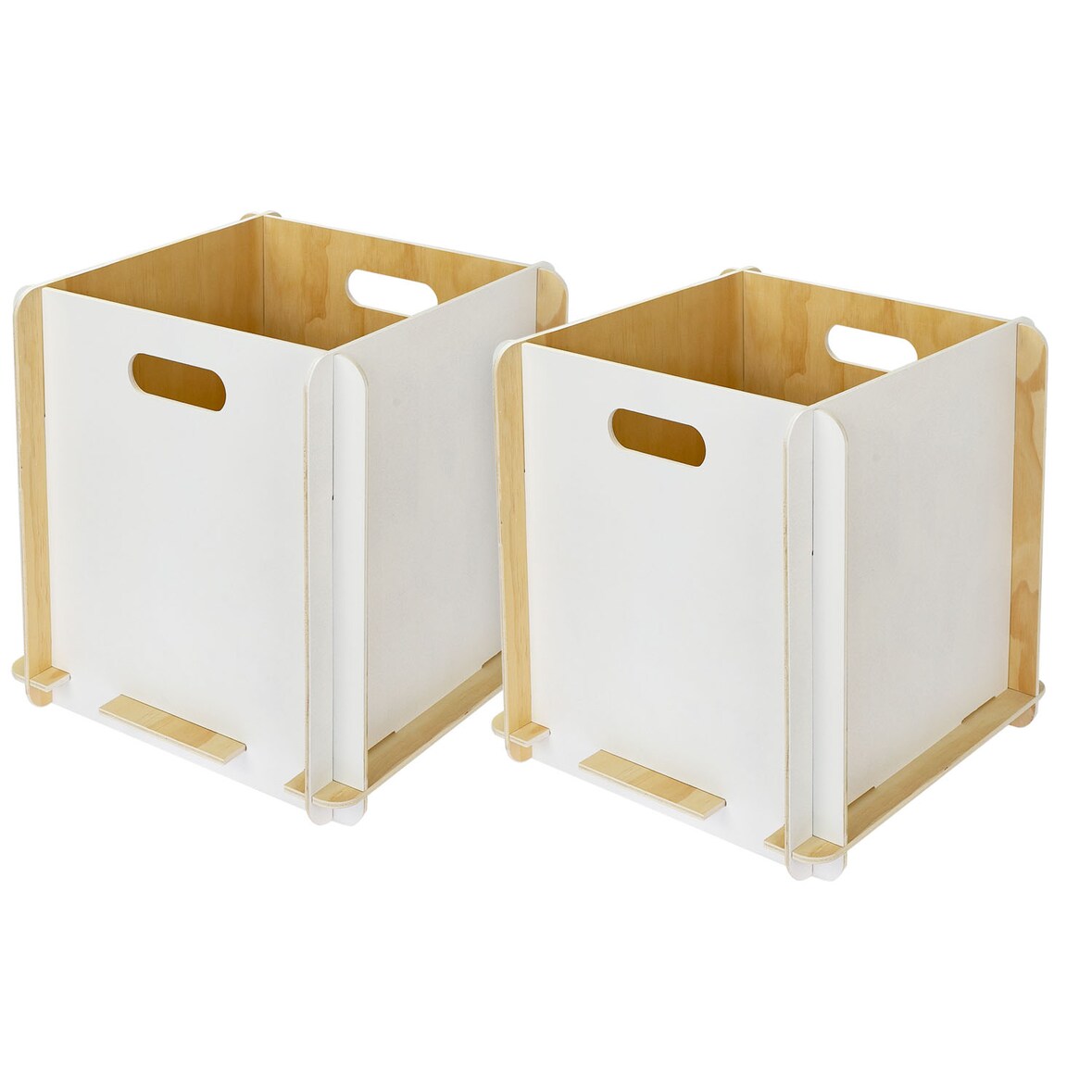 HMF Aufbewahrungsbox aus Holz zum Zusammenstecken, 2er Set, passend für Kallax, 32 x 32 x 32 cm, Weiß