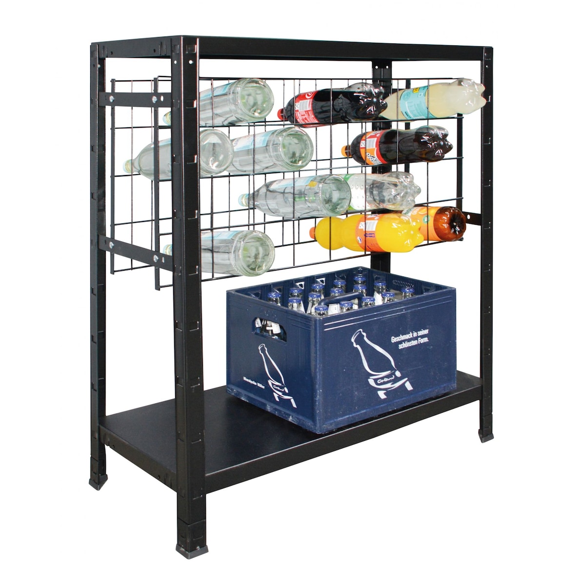 SCHULTE Regalwelt wijnrek voor maximaal 32 flessen, 90x80x35 cm (HxBxD), zwart, drankenrek, wijnflessenrek, flessenrek