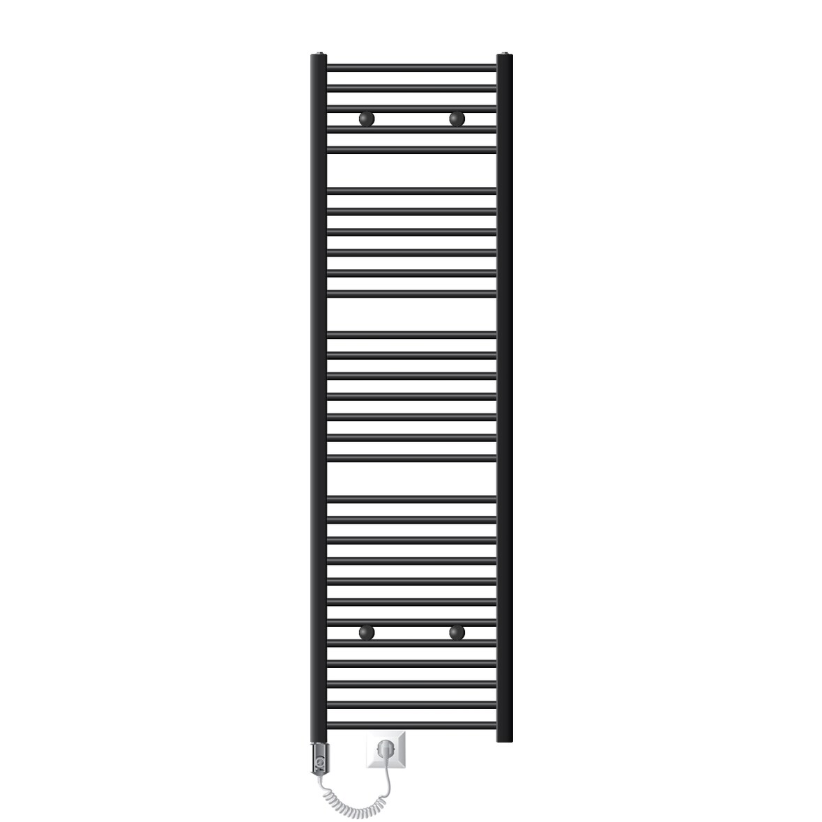 ECD Germany Elektrischer Badheizkörper 500x1800 mm Anthrazit, gerade, 1200W Heizstab, Handtuchheizkörper mit Seitenanschluss
