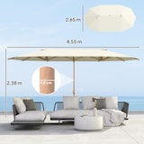 thumbnail of Outsunny sombrilla doble 4,6x2,7 m sombrilla terraza exterior con manivela manual resistente al agua y protección solar beige