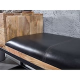 thumbnail of Sitzbank Ziegenleder / Massivholz Bank 100x60x35 cm im Retro Stil, Flur Polsterbank Metall mit Stauraum, Gepolsterte Lederbank Aufbewahrung Schwarz,