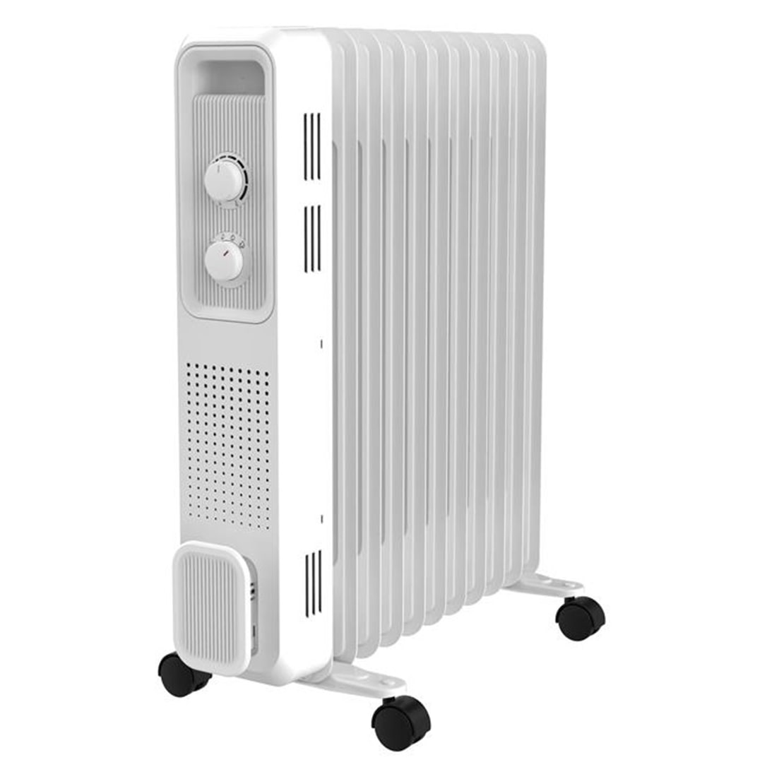 Tarrington House Radiador de aceite OR2425, 24 x 50 x 60 cm, 2400 W, termostato, protección contra sobrecalentamiento, móvil, blanco