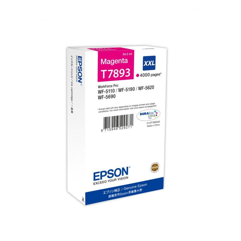 EPSON Cartouche Jet d'Encre Magenta XXL (4 000 p) WF-5xxx (T7893) - C13T789340