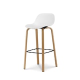 thumbnail of Lot de 2 tabourets de bar blancs style scandinave avec pieds effet bois en métal - Hauteur 66cm