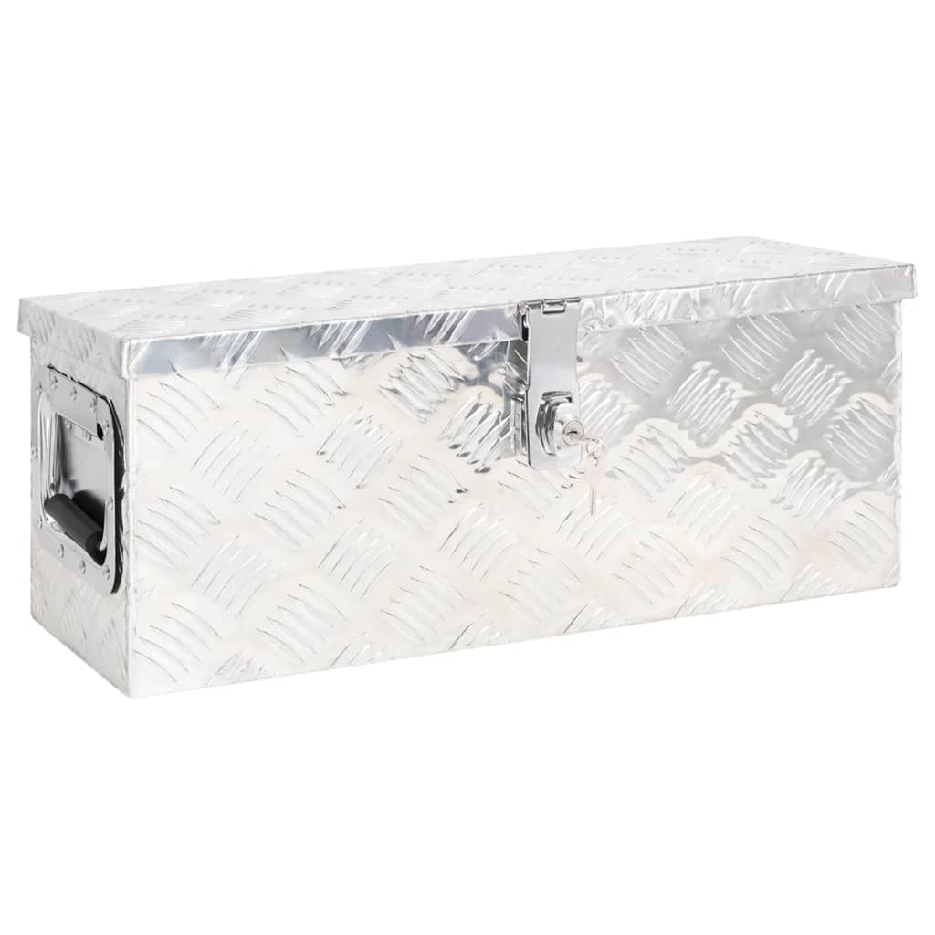DELUKE® Aluminiumbox mit Deckel - Abschließbar Alubox Deichselbox Alu Anhängerbox Werkzeugkiste Metall Transportbox Metallkiste, 60x23,5x23cm Silber