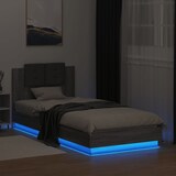 thumbnail of vidaXL Bettgestell mit Kopfteil und LED-Leuchten Grau Sonoma 90x200 cm