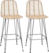 thumbnail of vidaXL Barstuhl 2 pcs Natur 44,5 x 53 x 111 cm Rattan und Eisen