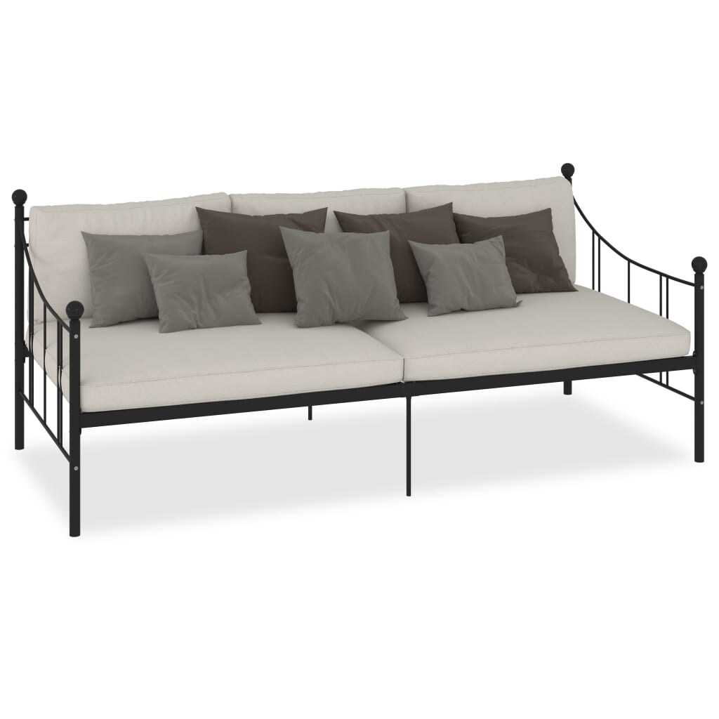 Cadre de lit de repos sans matelas noir métal 90x200 cm Modèle Xervioris