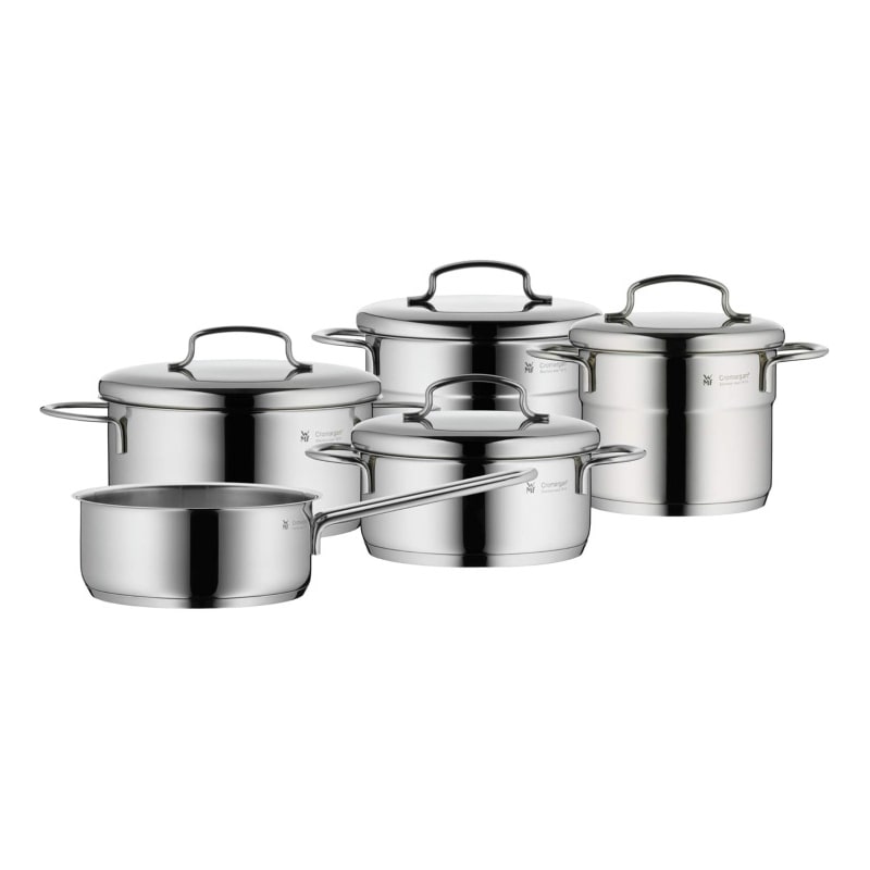 Wmf batteria di pentole mini, 5 pezzi + 4 coperchi, adatta ad induzione