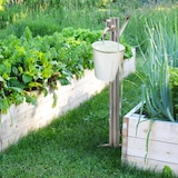 thumbnail of Relaxdays Wasserzapfstelle, mit Erdspieß & Schlauchhalter, HBT: 66x29x15 cm, Garten Wassersäule, rund, Edelstahl, silber