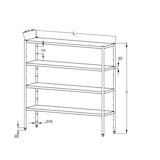 thumbnail of Scaffale in acciaio inox a 4 livelli 150 x 180 x 50 cm