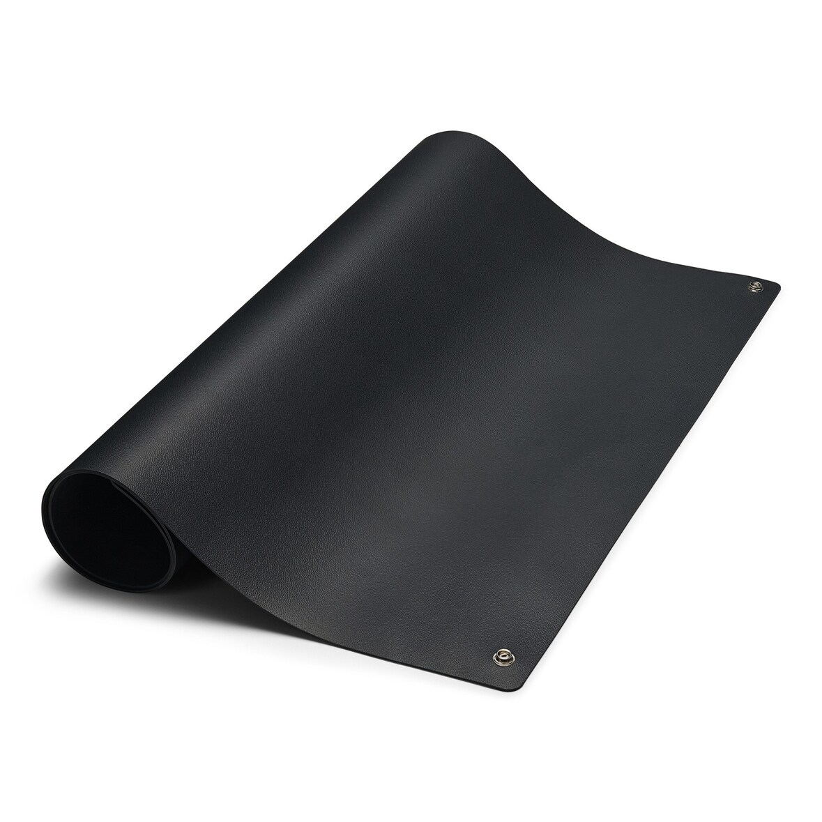 ESD-Tischmatte Premium, schwarz, 600 x 400 x 2 mm, Zuschnitt mit 2x 10 mm Druckknopf