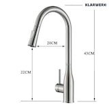 thumbnail of JANA | Rubinetto da cucina estensibile Premium in acciaio inox argento spazzolato | Rubinetto miscelatore ad alta pressione girevole a 360° 2 attacchi