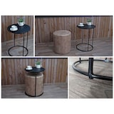 thumbnail of 2er-Set Sitzhocker und Beistelltisch HWC-K48, Kaffeetisch Tisch Hocker, MVG-zertifiziert MDF Metall Kunstleder ~ braun