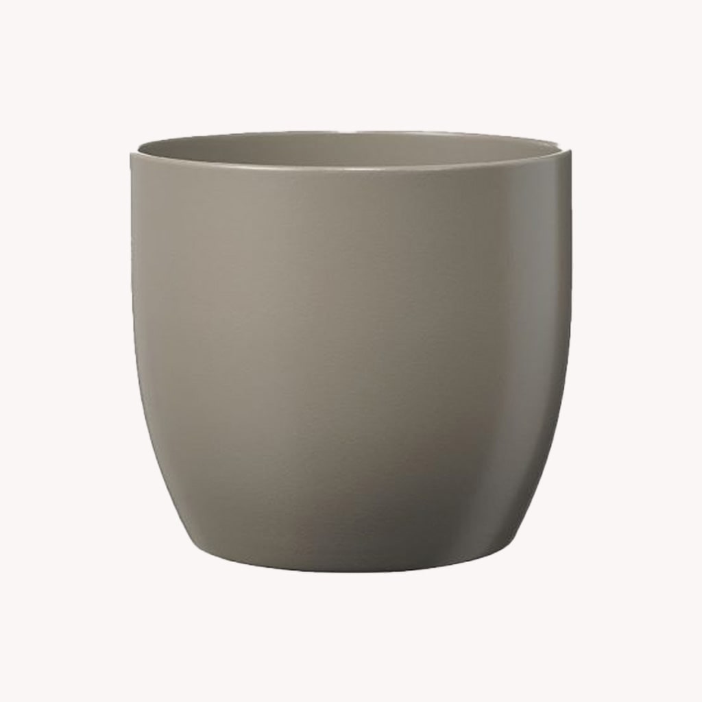 Blumentopf Übertopf  BASEL Pflanztopf matt hellgrau rund Keramik H 15 Ø 16 cm