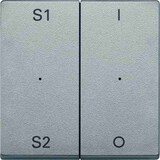 thumbnail of System M Wippe zweiteilig, Schalter/Dimmer, aluminium, matt, Kennzeichen 0/1, Kontrollfenster/Lichtauslass