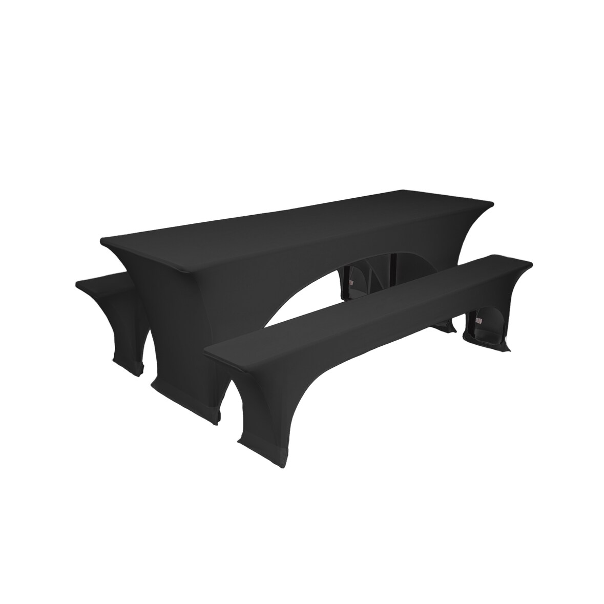 TexDeko Stretch Hussen für Bierzeltgarnitur gepolstert 220 x 70cm Blickdicht Biertischhusse 5TLG Set (Anthrazit)