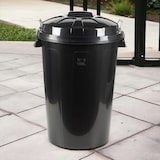 thumbnail of Cubo de basura con tapa 100 litros basurero negro asas de presión