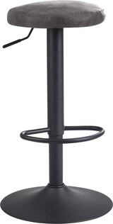 thumbnail of Barhocker `Campania`: 58-79 cm Sitzhöhe, Eisenmaterial, Samt/Wildlederoptik Bezug, 360° drehbar. Grau, Material: Stoff, 40x40x79 cm | Kadima Design