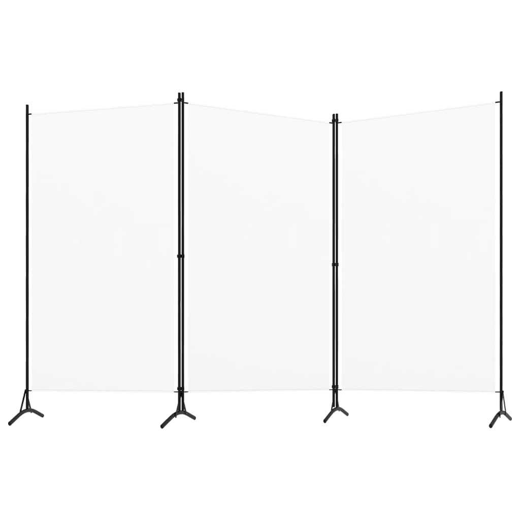 Décoshop26 - Séparateur de pièce cloison 3 panneaux 260 x 180 cm tissu blanc et fer DEC030744