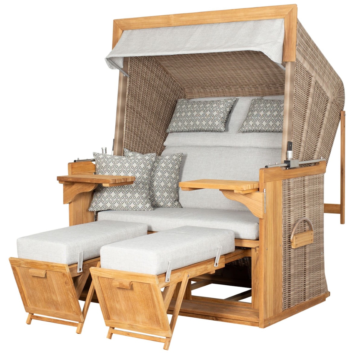 Strandkorb deVries PURE® Friesland Sylt XL - PE white kubu - Dessin 507 - inkl. Schutzhülle