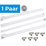 thumbnail of 1 Paar Schubladenschienen 400mm Teilauszug Rollenführung Weiß Professional Schubladenauszug Schienen