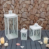thumbnail of 3er Set schöne Laternen Windlicht Weiß Metall mit Griff