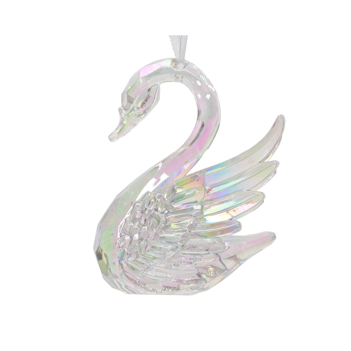 Christbaumschmuck Schwan Kunststoff 10cm Figur Bruchfest Weihnachtsbaum Anhänger Weihnachten Weihnachtsbaumschmuck Märchen Tiere Vögel Klar Irisierend