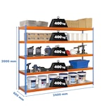 thumbnail of SimonRack Rayonnage industriel, 2000x2400x600 mm, 400 kg au point de flexion, 5 étagères métalliques, Bleu/Orange/Galvanisé- Simonforte