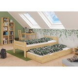 thumbnail of Einzelbett Futonbett 90x200 Kieferbett Massivholz natur Rollrost Matratze 60.39-09FLM