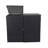 thumbnail of PROREGAL 2er-Mülltonnenverkleidung | HxBxT 176x130x131cm | Poly-Rattan 2x120l | Schwarz | Mülltonnenbox Mülltonnenabdeckung