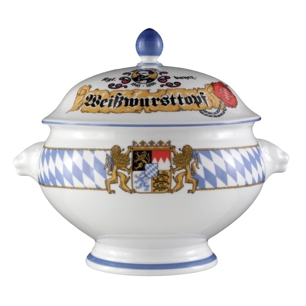 1 x Seltmann Terrine Löwenkopf mit Deckel 3,00 l,  Form: Compact, Dekor: 27110 Bayern