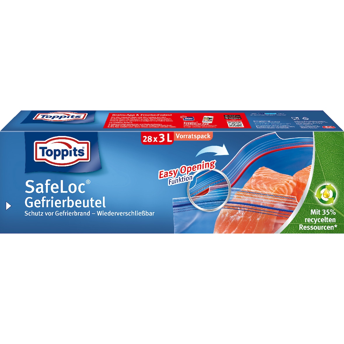 Toppits Doppelverschluß-Gefrierbeutel, 27 x 24.4 cm, 3 L, 28 Stück