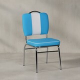 thumbnail of Retro Esszimmerstuhl, 50er-Jahre Diner Style, bequeme Polsterung. Blau, 47x45x90 cm | Kadima Design