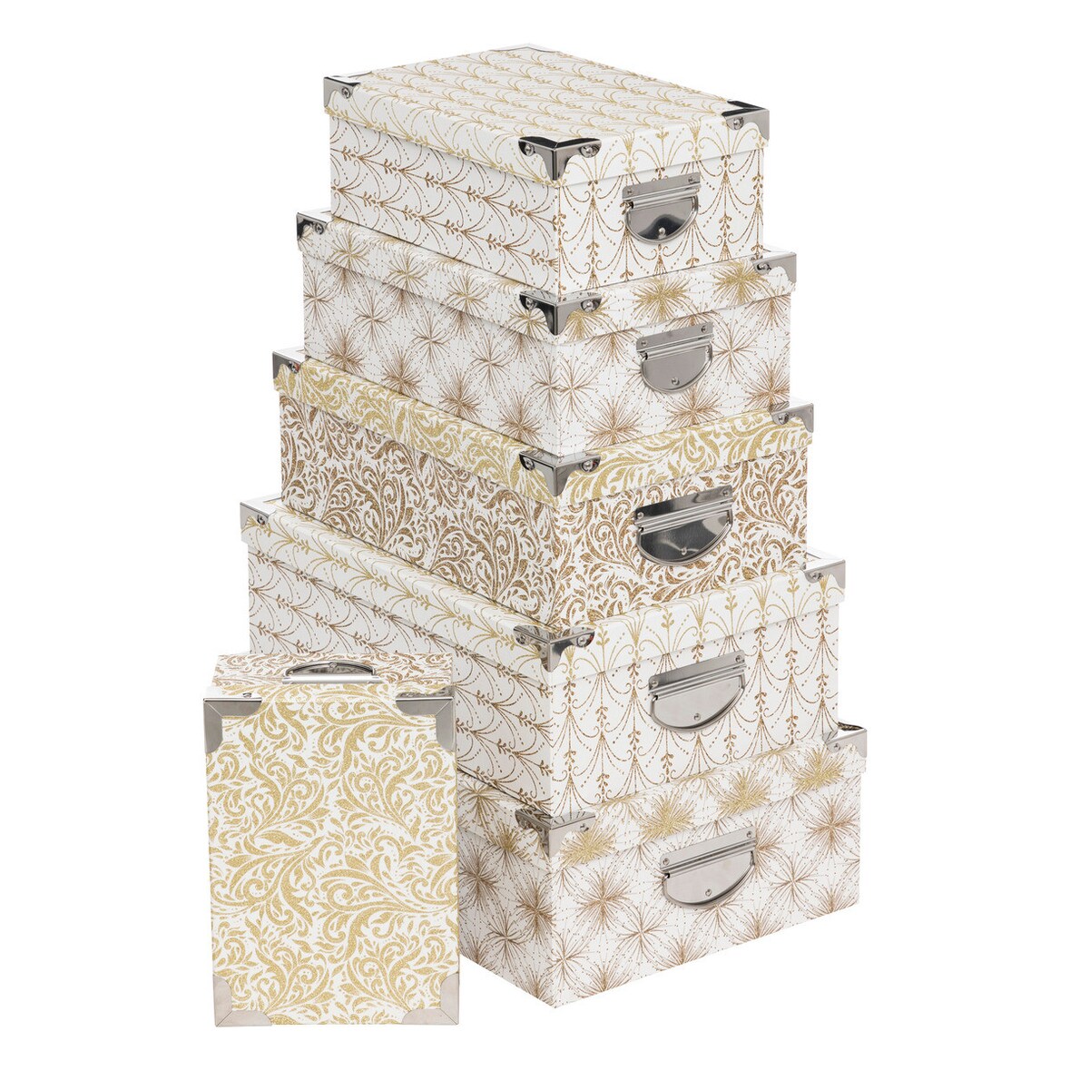 Lot de 6 Boîtes de rangement coins en métal déco Ballet doré