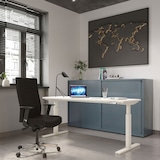 thumbnail of Bisley E-WonderTech elektrisch höhenverstellbarer Schreibtisch 140x60 cm in Weiß/Walnuss - Elektrischer Tisch höhenverstellbar mit Memory-Funktion