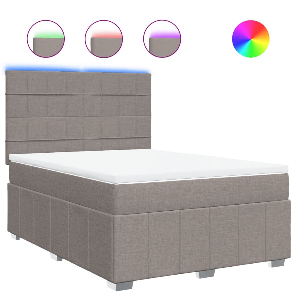 vidaXL Boxspringbett mit Matratze Taupe 140x200 cm Stoff