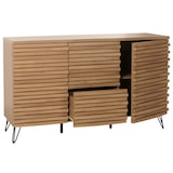 thumbnail of Credenza HWC-M49, credenza cassettiera alta, design 3D vani portaoggetti, legno massiccio mango metallo 85x142x44cm ~ naturale