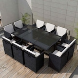 thumbnail of vidaXL 11-tlg. Garten-Essgruppe mit Auflagen Poly Rattan Schwarz