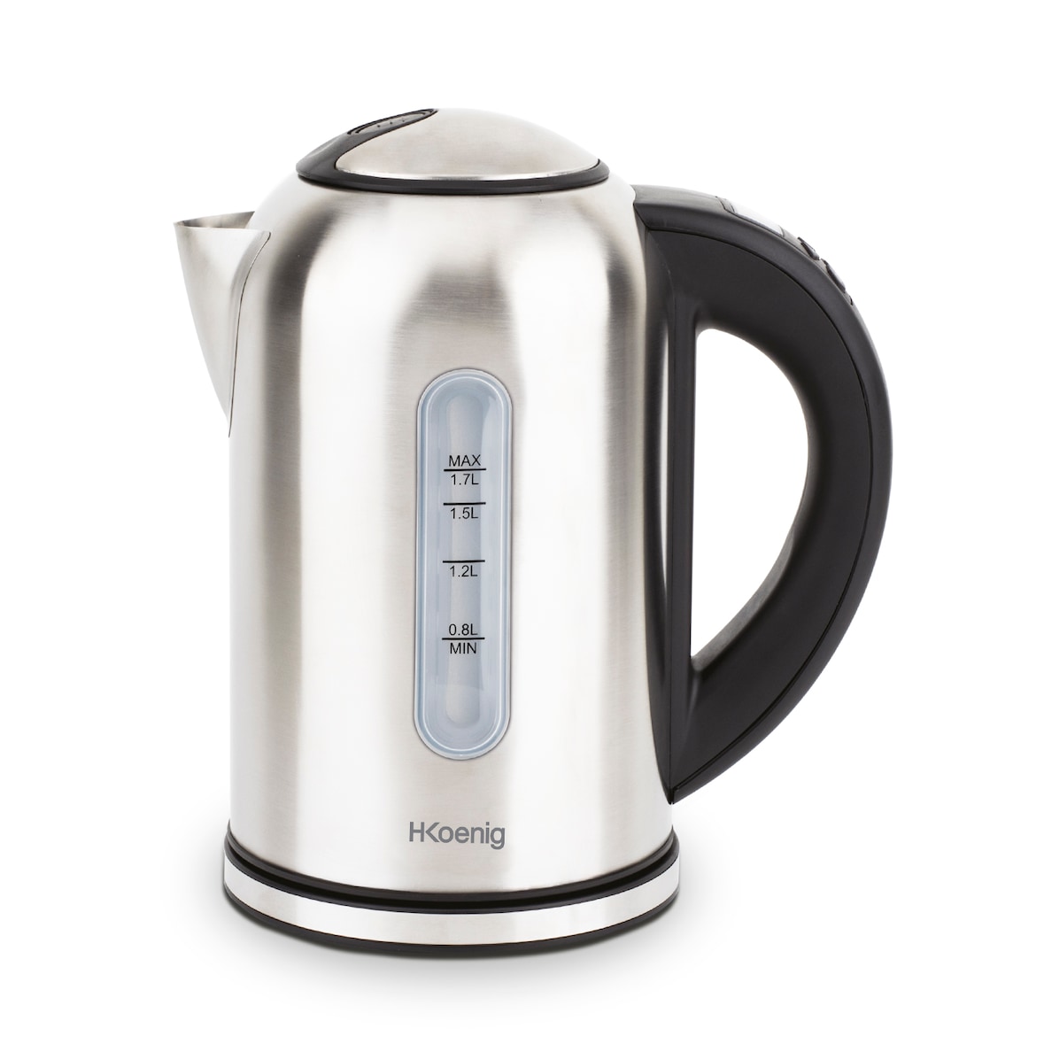 H.Koenig BOE50 Wasserkocher, programmierbar, 1,7 l, Edelstahl, 40 bis 100 °C, Silberfarben