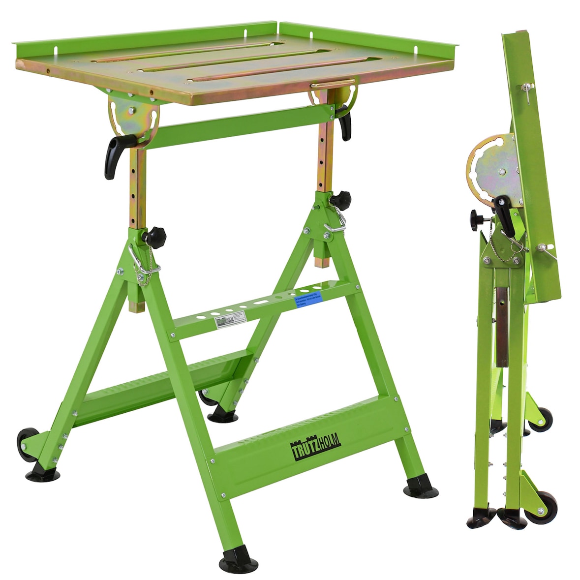 mobiler Schweißtisch höhenverstellbar  77-92 cm klappbar Stahl stufenlos neigbar bis 90° Räder Griff