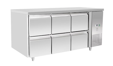 METRO PROFESSIONAL Balcão refrigerado GCC31006D, aço inoxidável, 179,5 x 70 x 85 cm, 415 L, 400 W, 6 gavetas