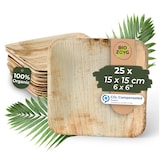 thumbnail of BIOZOYG 25 Stück Einwegteller 15x15cm Palmblatt-Teller, quadratisch, biologisch abbaubar, umweltfreundlich, kompostierbar, Wegwerfteller