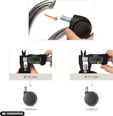 thumbnail of 5x Hartbodenrollen ROLO 11mm / 65mm Büro-Stuhl-Rollen No-Noise (5er Pack) hjh OFFICE
