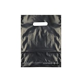 thumbnail of Schwarze Plastiktasche ausgeschnittene Griffe aus recyceltem LDPE 25 x 32 cm pro 1000 - Gimex